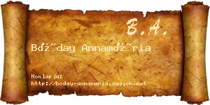 Bóday Annamária névjegykártya